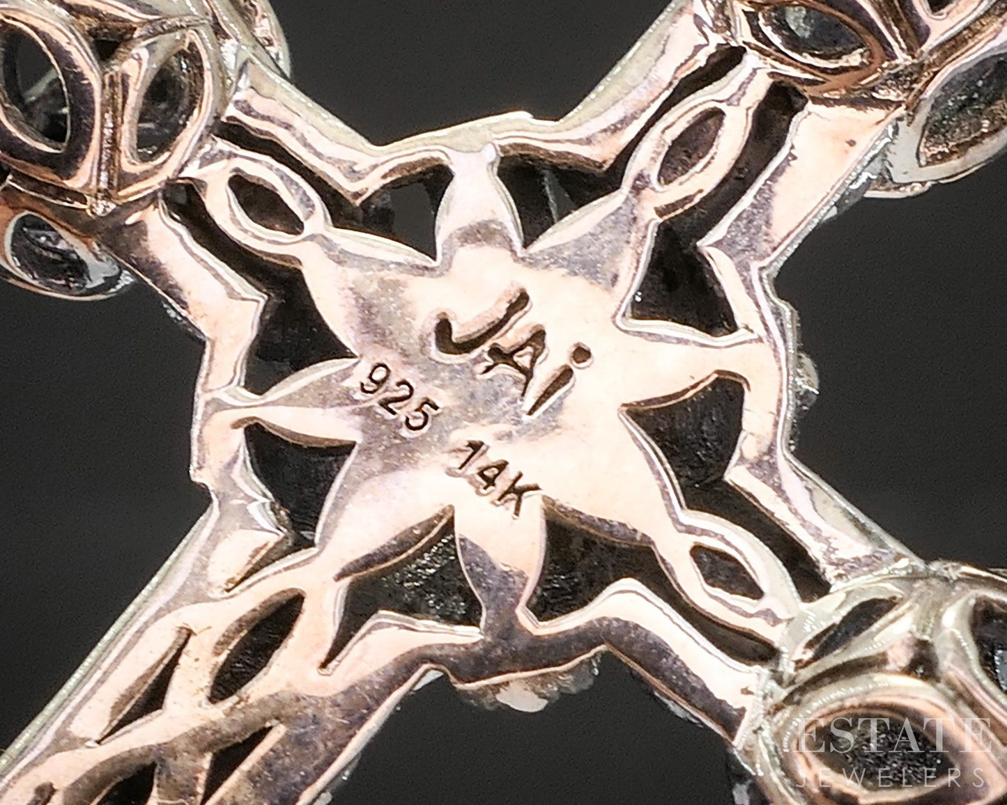 14k & Sterling JAI by John Hardy Beaded Cross Pendant 9.5g p19903
