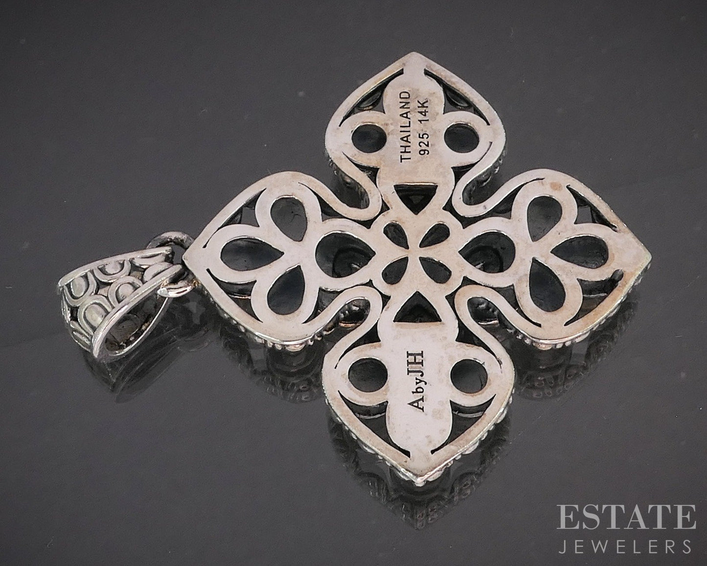 14k & Sterling Angela by John Hardy Open Maltese Cross Pendant 13.4g p19904