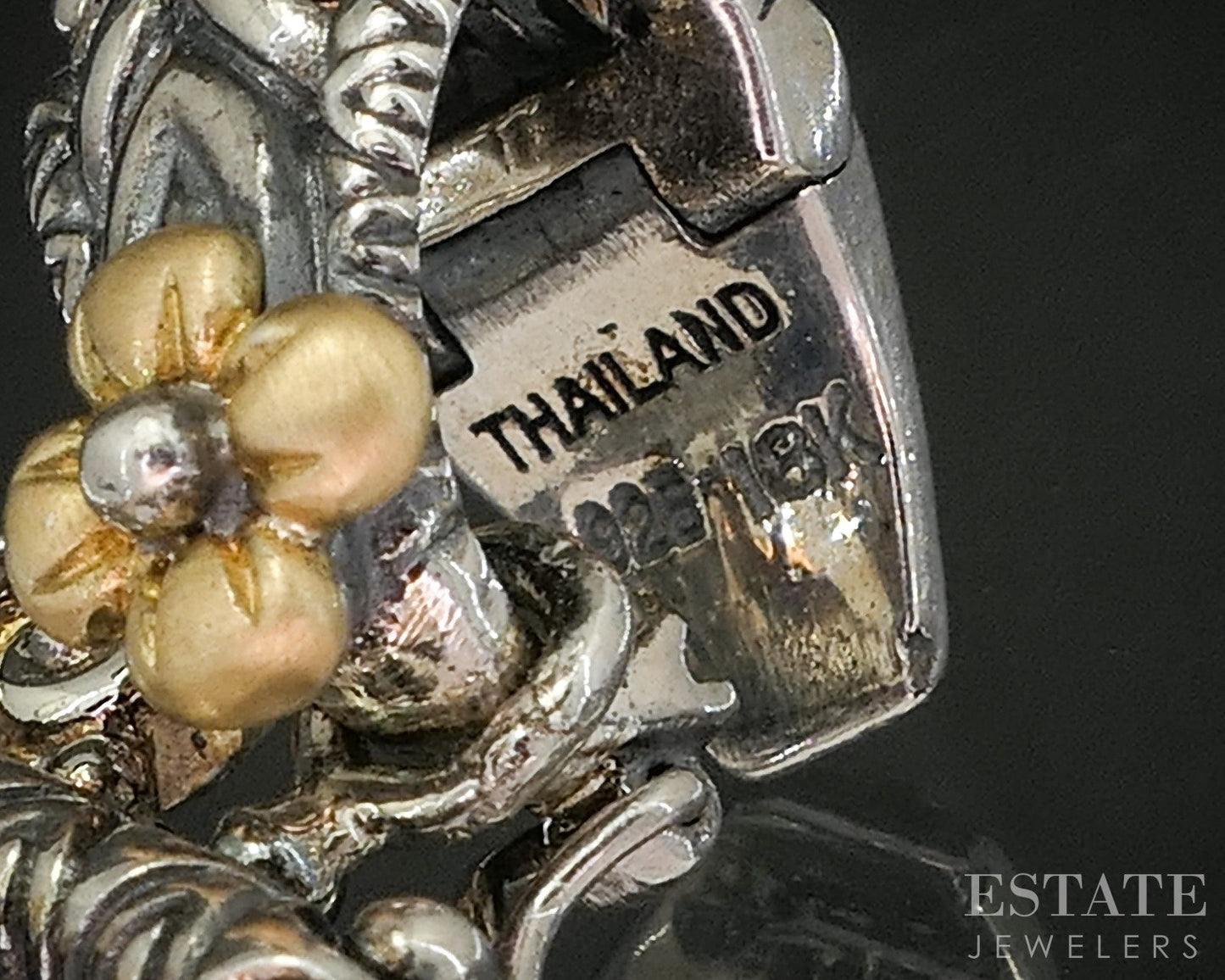 18k & Sterling Barbara Bixby Letter B Vine Flower Ladies Pendant 8.3g p19905