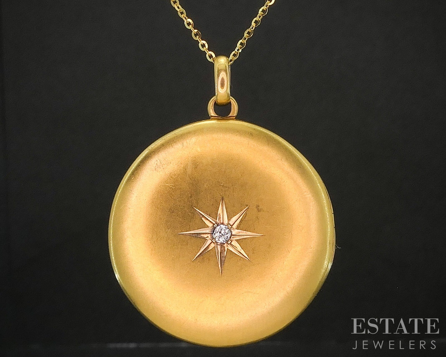 Antique Victorian 18k Yellow Gold Natural Diamond Locket Necklace 7.8g p81001