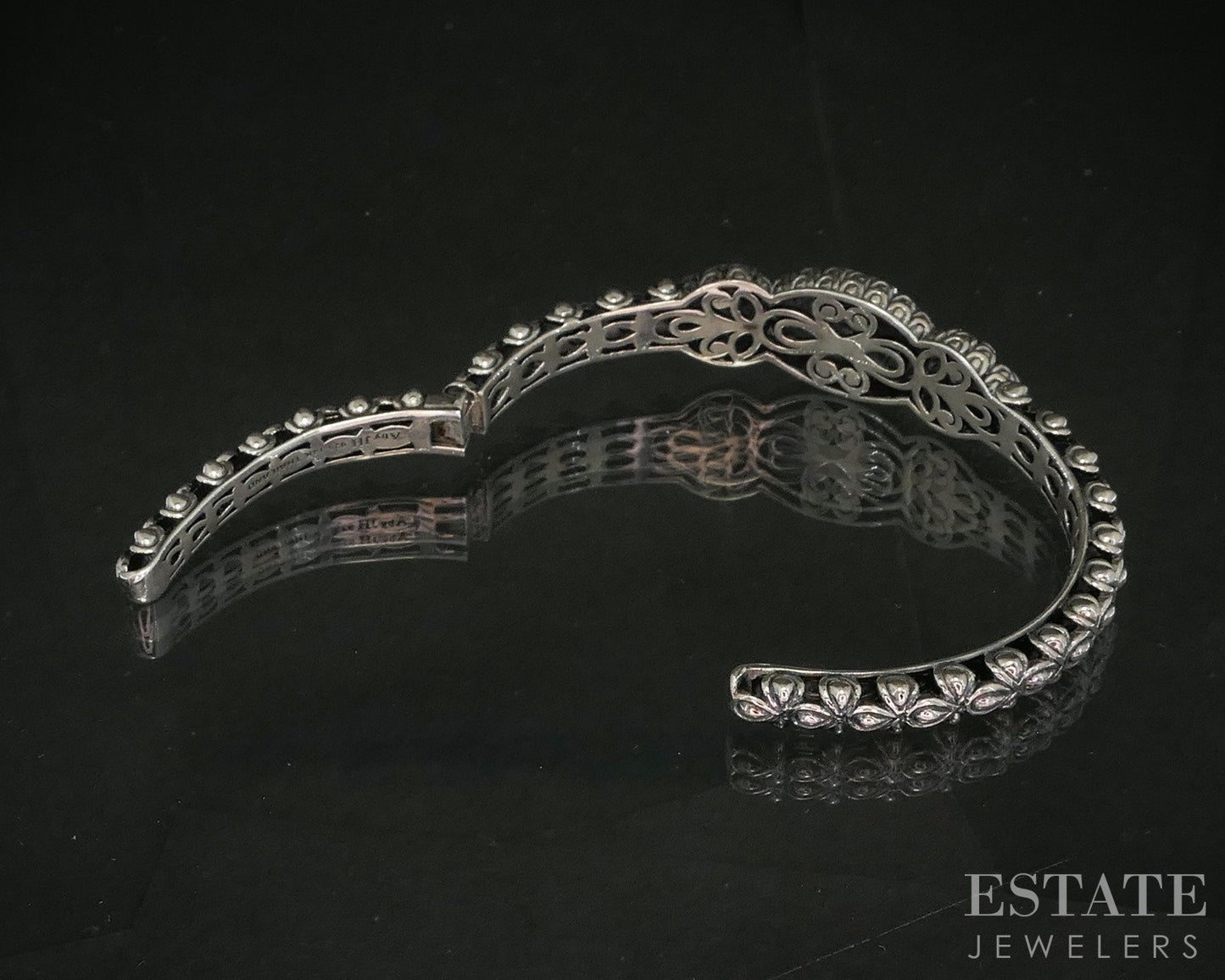 14k & Sterling Angela by John Hardy Beaded Hinged Cuff Bracelet 24g p19969