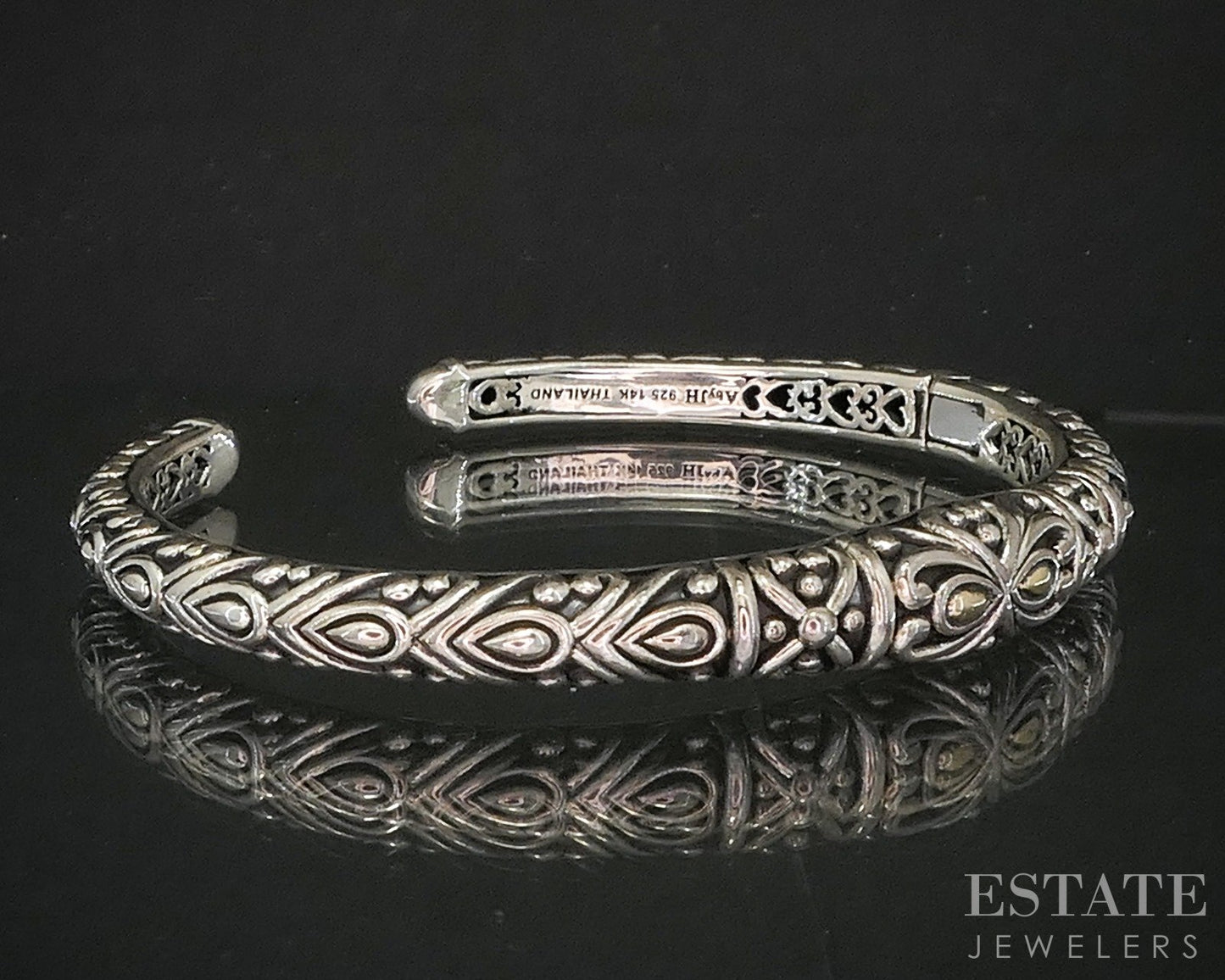 14k & Sterling Angela by John Hardy Beaded Hinged Cuff Bracelet 23.4g p19970