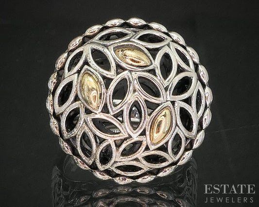 14k & Sterling Angela by John Hardy Beaded Shield Ladies Ring 12.5g p19972