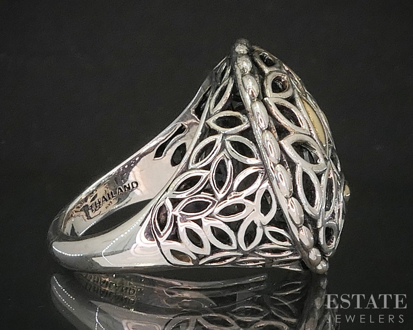 14k & Sterling Angela by John Hardy Beaded Shield Ladies Ring 12.5g p19972