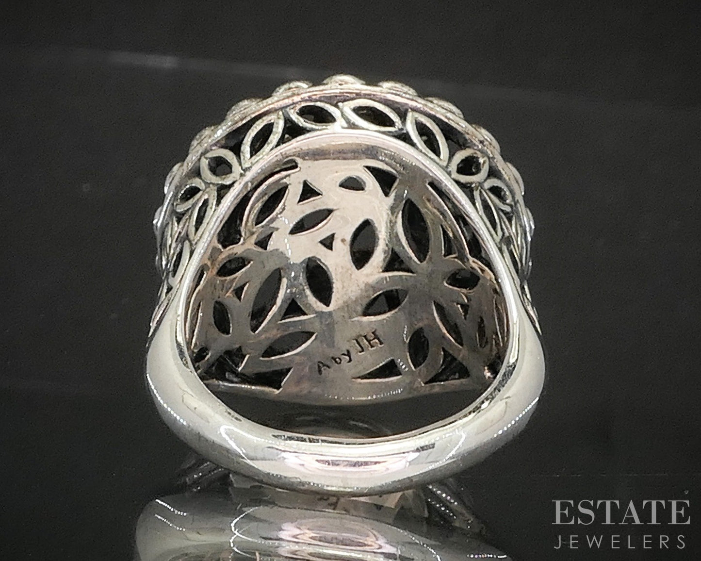 14k & Sterling Angela by John Hardy Beaded Shield Ladies Ring 12.5g p19972