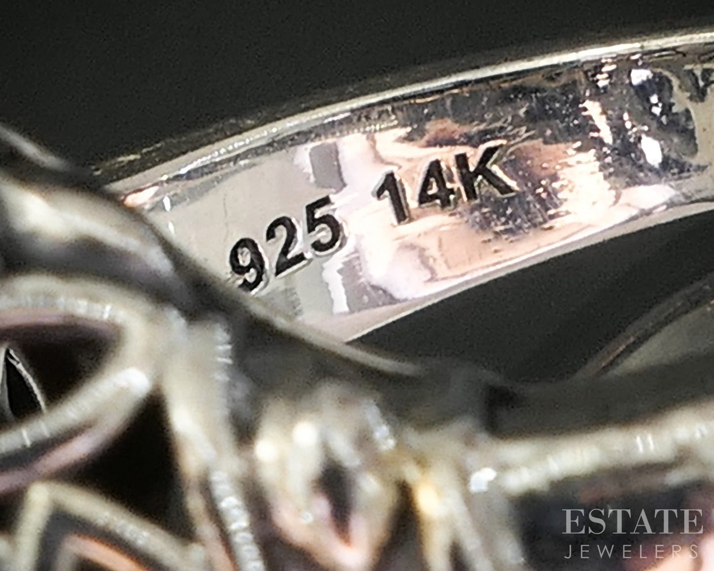 14k & Sterling Angela by John Hardy Beaded Domed Ladies Ring 9.8g p19973