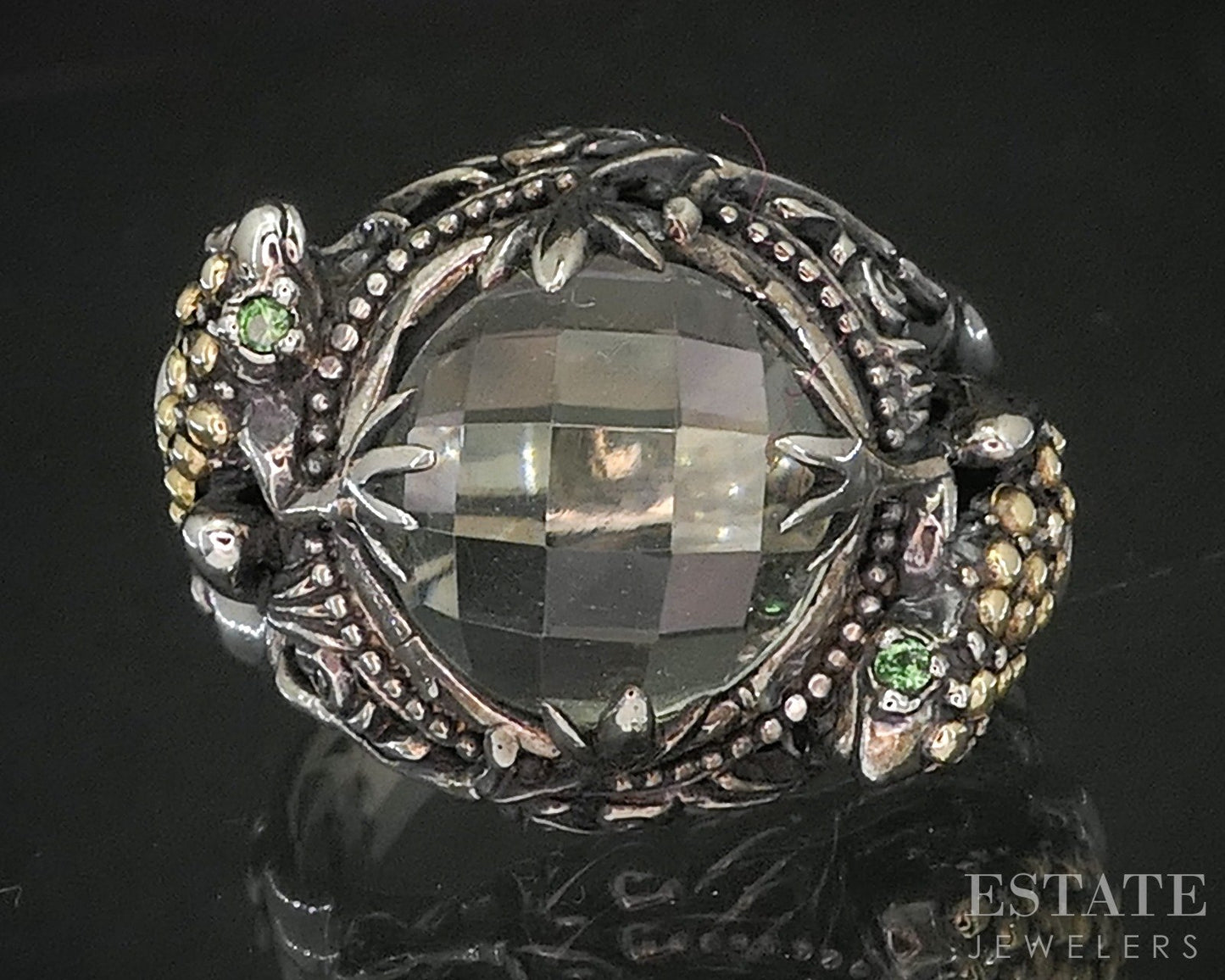 18k & Sterling Robert Manse Praisolite Frog Ladies Ring 10.7g p19975