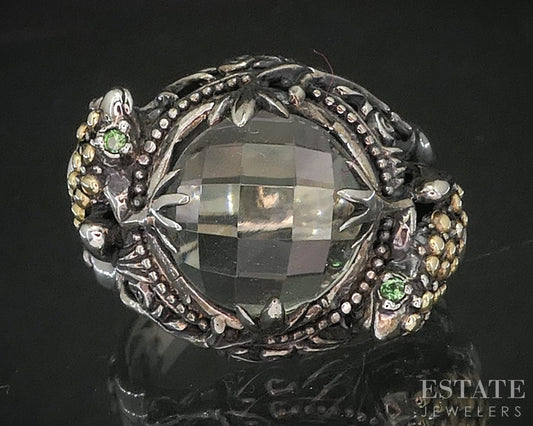18k & Sterling Robert Manse Praisolite Frog Ladies Ring 10.7g p19975