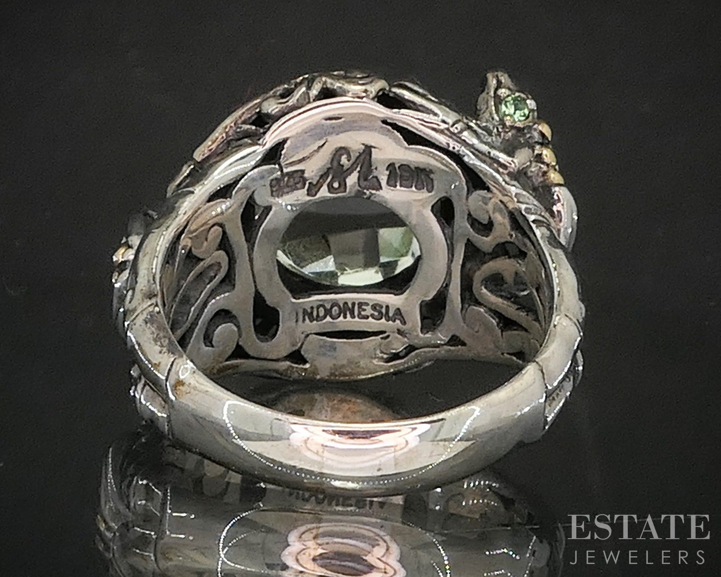 18k & Sterling Robert Manse Praisolite Frog Ladies Ring 10.7g p19975