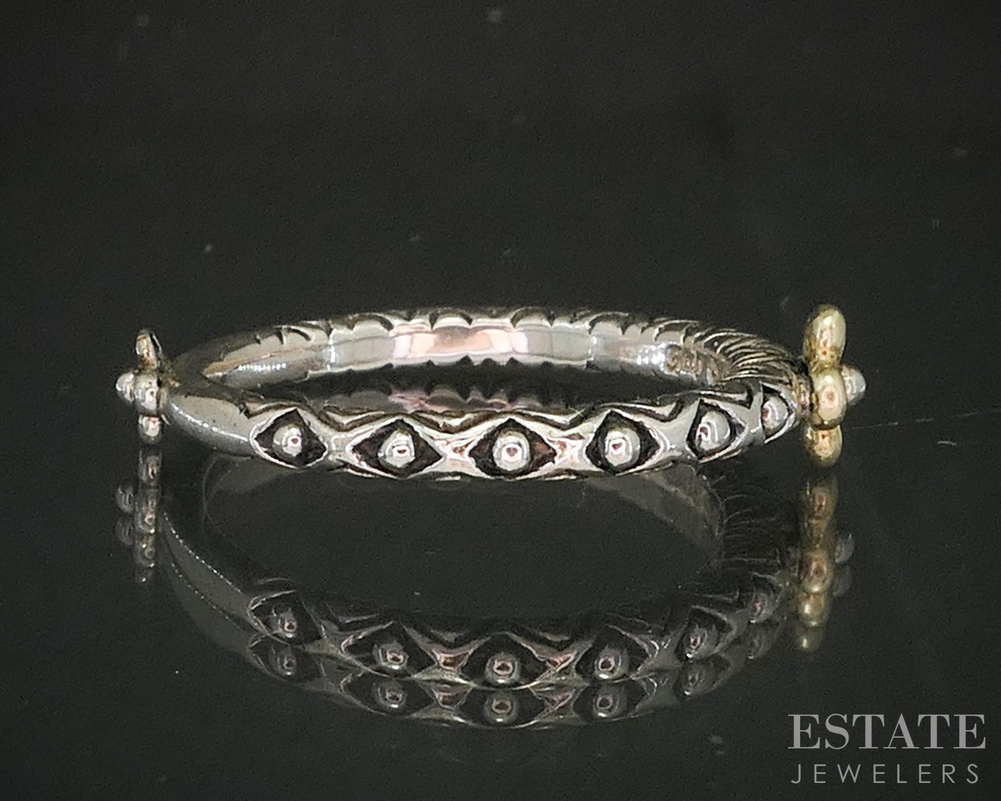 18k & Sterling Barbara Bixby Lotus Flower Ladies Band Ring 3g p19978