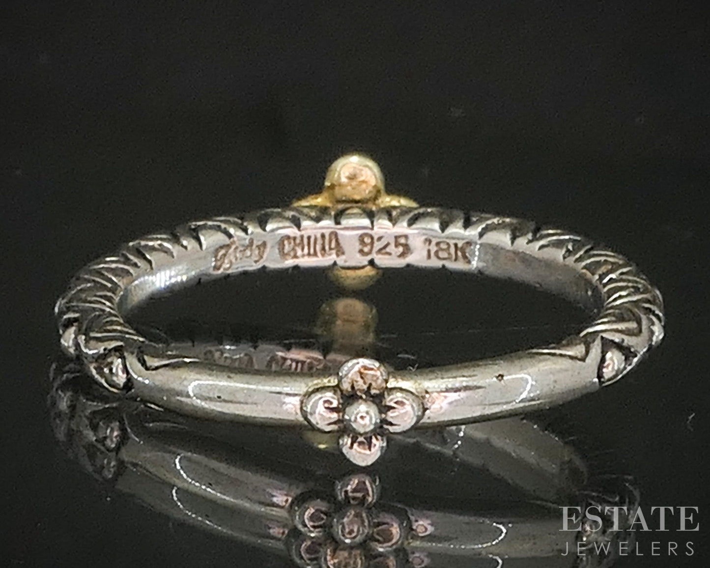 18k & Sterling Barbara Bixby Lotus Flower Ladies Band Ring 3g p19978