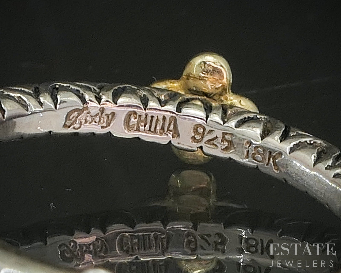 18k & Sterling Barbara Bixby Lotus Flower Ladies Band Ring 3g p19978