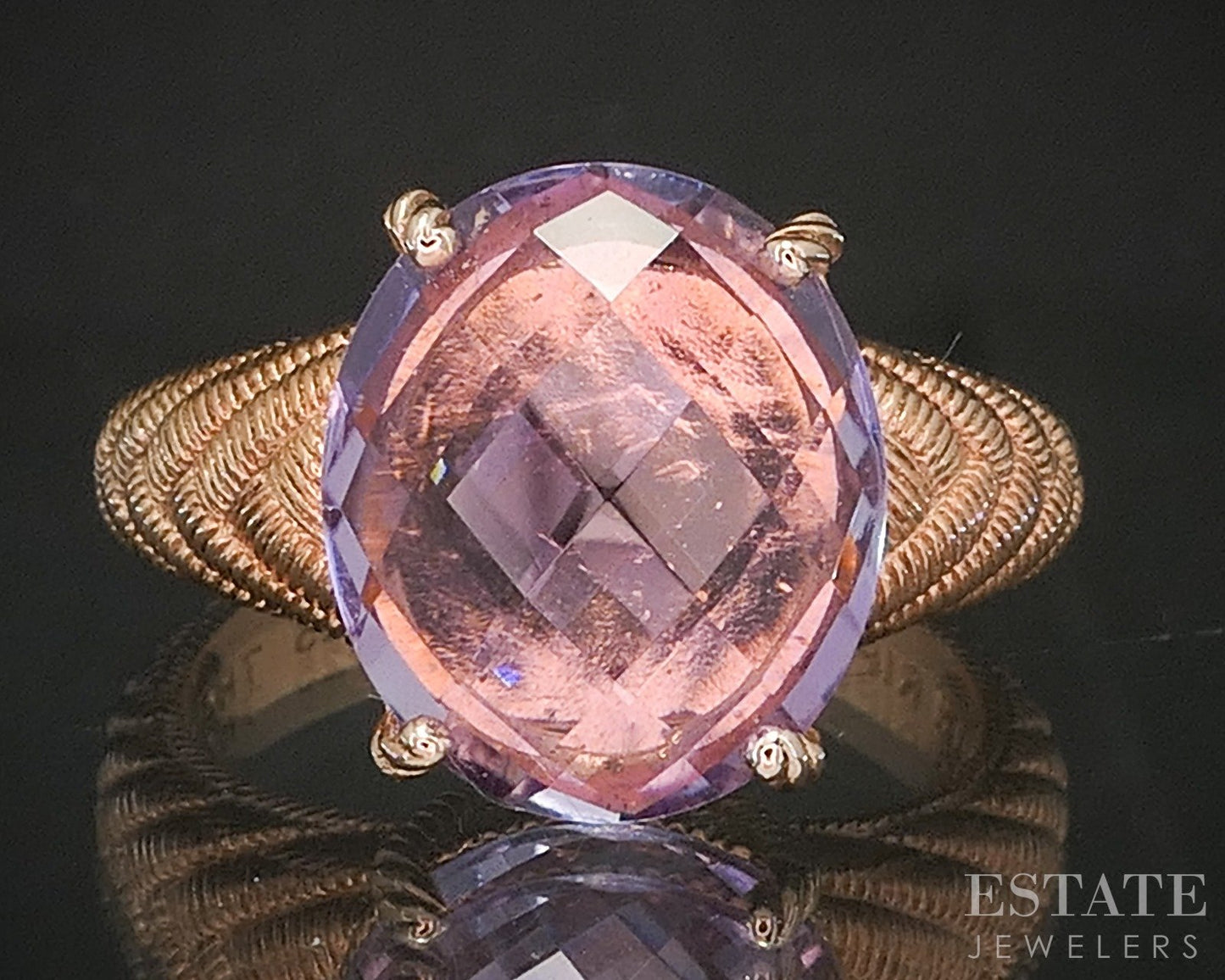 Sterling Silver Judith Ripka Natural Amethyst Cable Ladies Ring 8.3g p19979