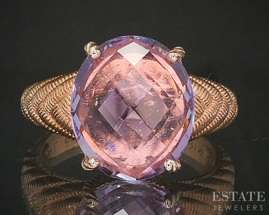 Sterling Silver Judith Ripka Natural Amethyst Cable Ladies Ring 8.3g p19979