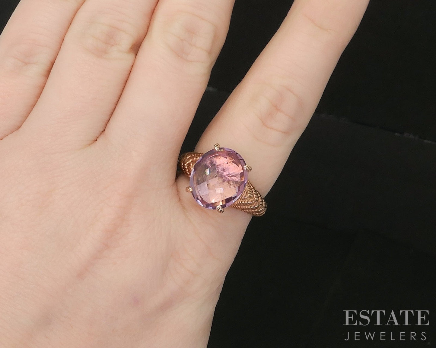 Sterling Silver Judith Ripka Natural Amethyst Cable Ladies Ring 8.3g p19979