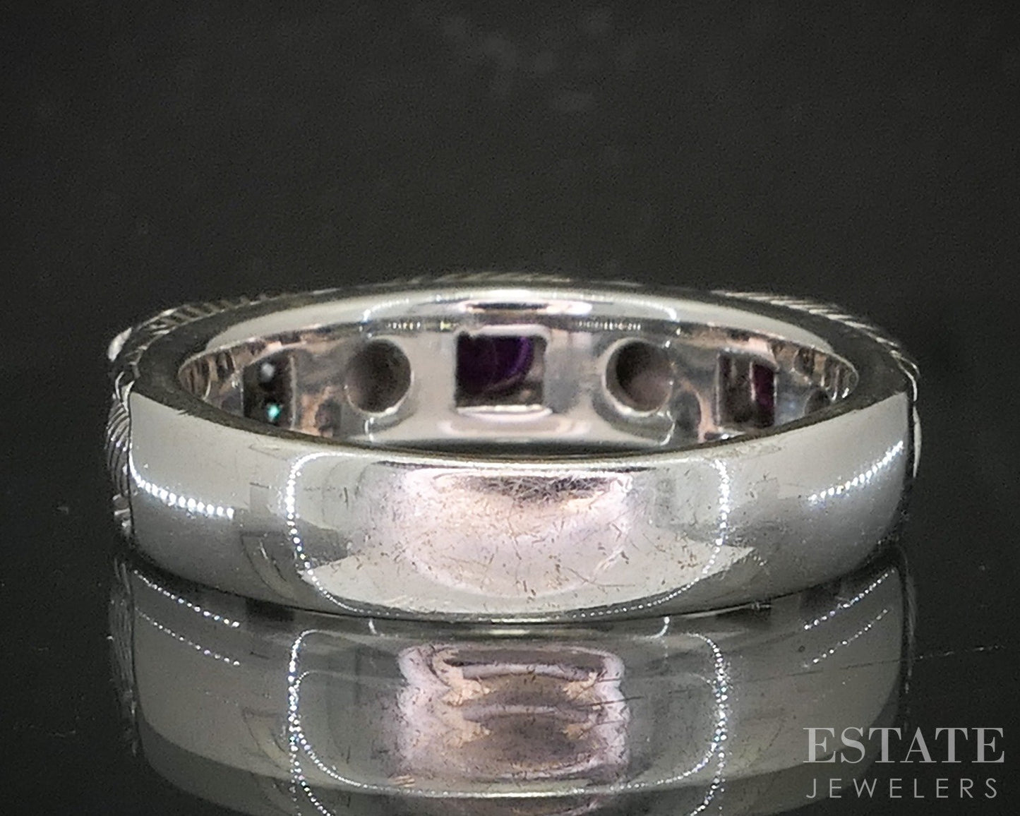 Sterling Silver Judith Ripka Natural Ruby & CZ Ladies Band Ring 5.4g p19980