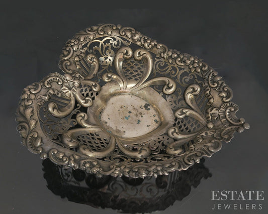 1892 Sterling Gorham 3293 Footed Pierced Heart Bowl Candy Dish 237g p19985