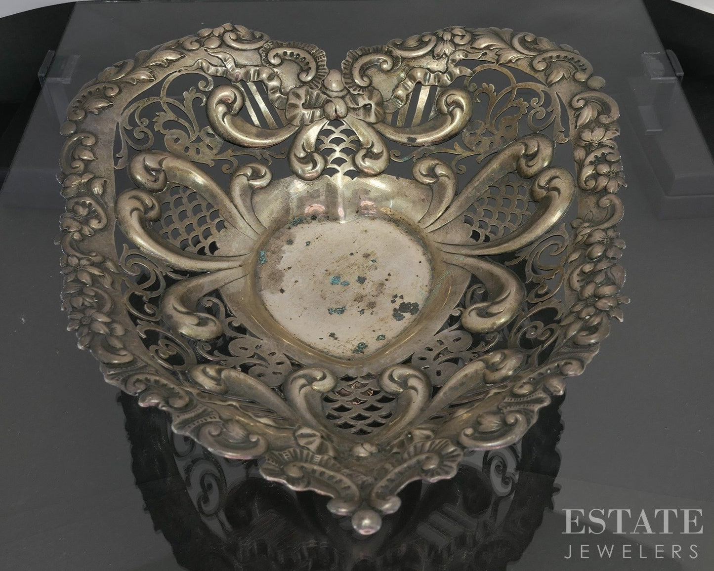 1892 Sterling Gorham 3293 Footed Pierced Heart Bowl Candy Dish 237g p19985