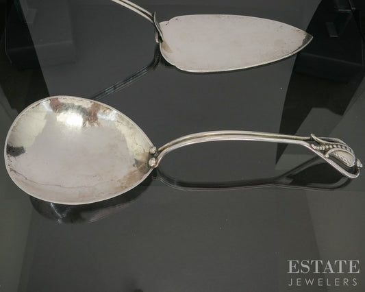 Antique Sterling Silver Carl Poul Petersen Serving Spoon Cake Set 172g p19784