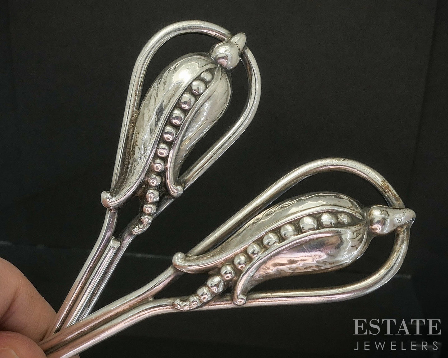 Antique Sterling Silver Carl Poul Petersen Serving Spoon Cake Set 172g p19784