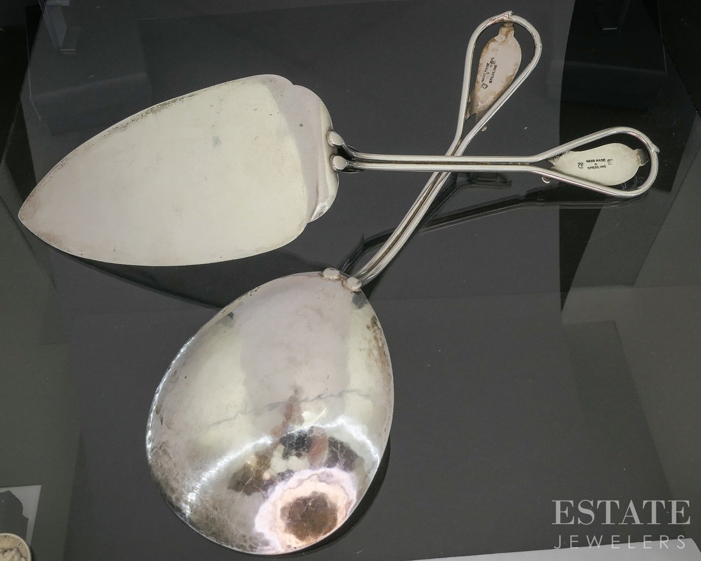 Antique Sterling Silver Carl Poul Petersen Serving Spoon Cake Set 172g p19784