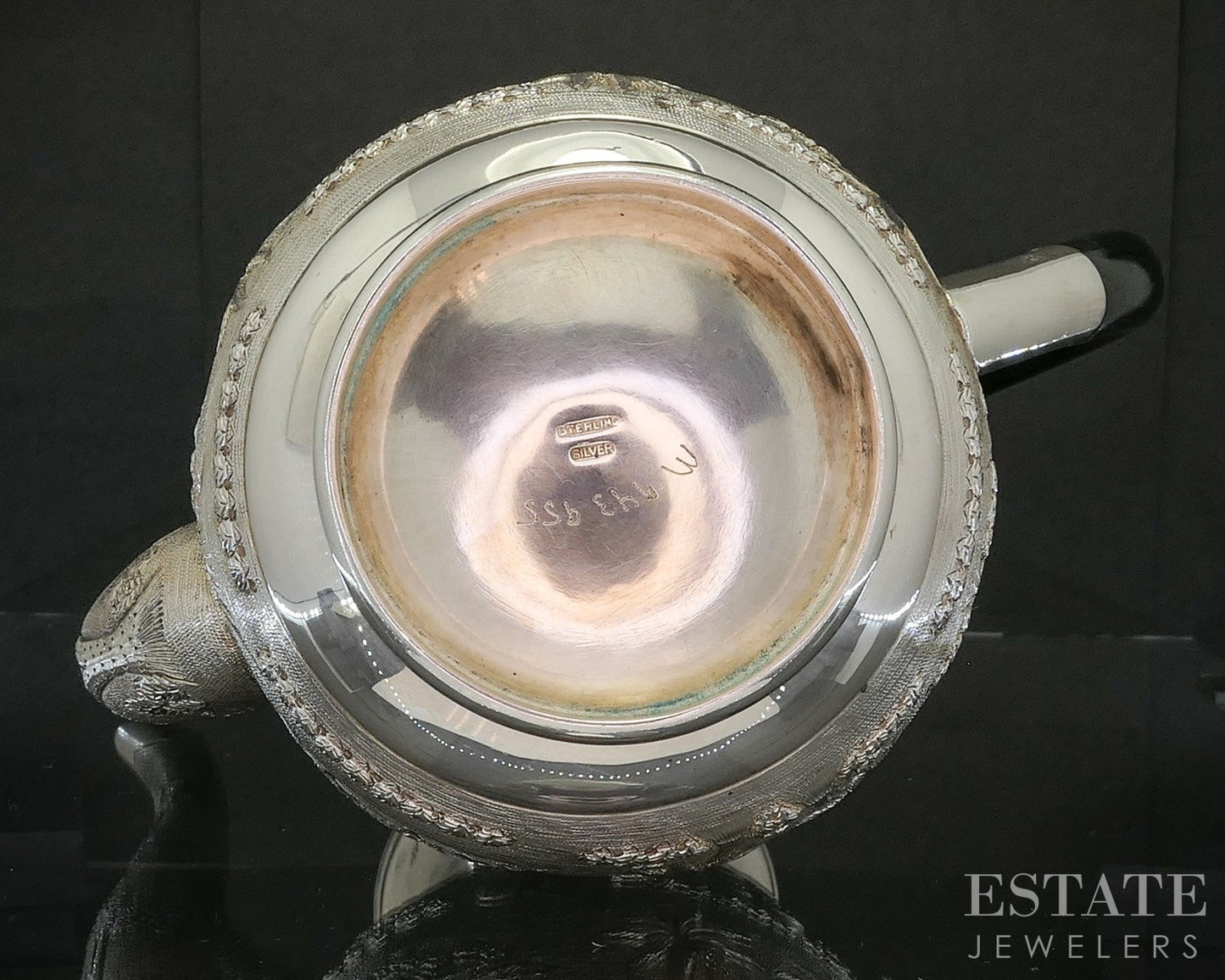 Antique Sterling Silver Indian Ebony Elephant Repoussé Coffee Pot 772g p20014