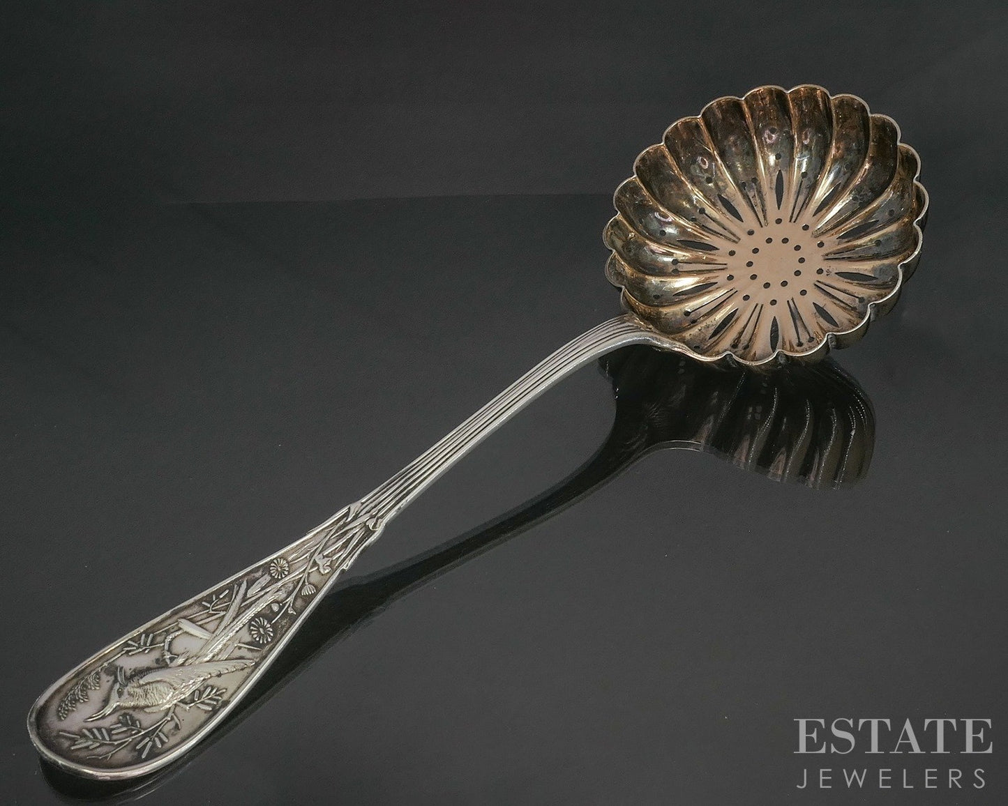 Antique Sterling Silver Tiffany & Co. Audubon Slotted Serving Spoon 80g p19730