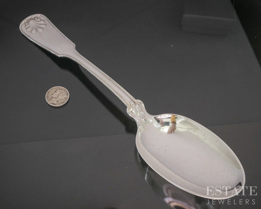 Sterling Silver Tiffany & Co. Shell and Thread 8.5" Serving Spoon 110g p19731