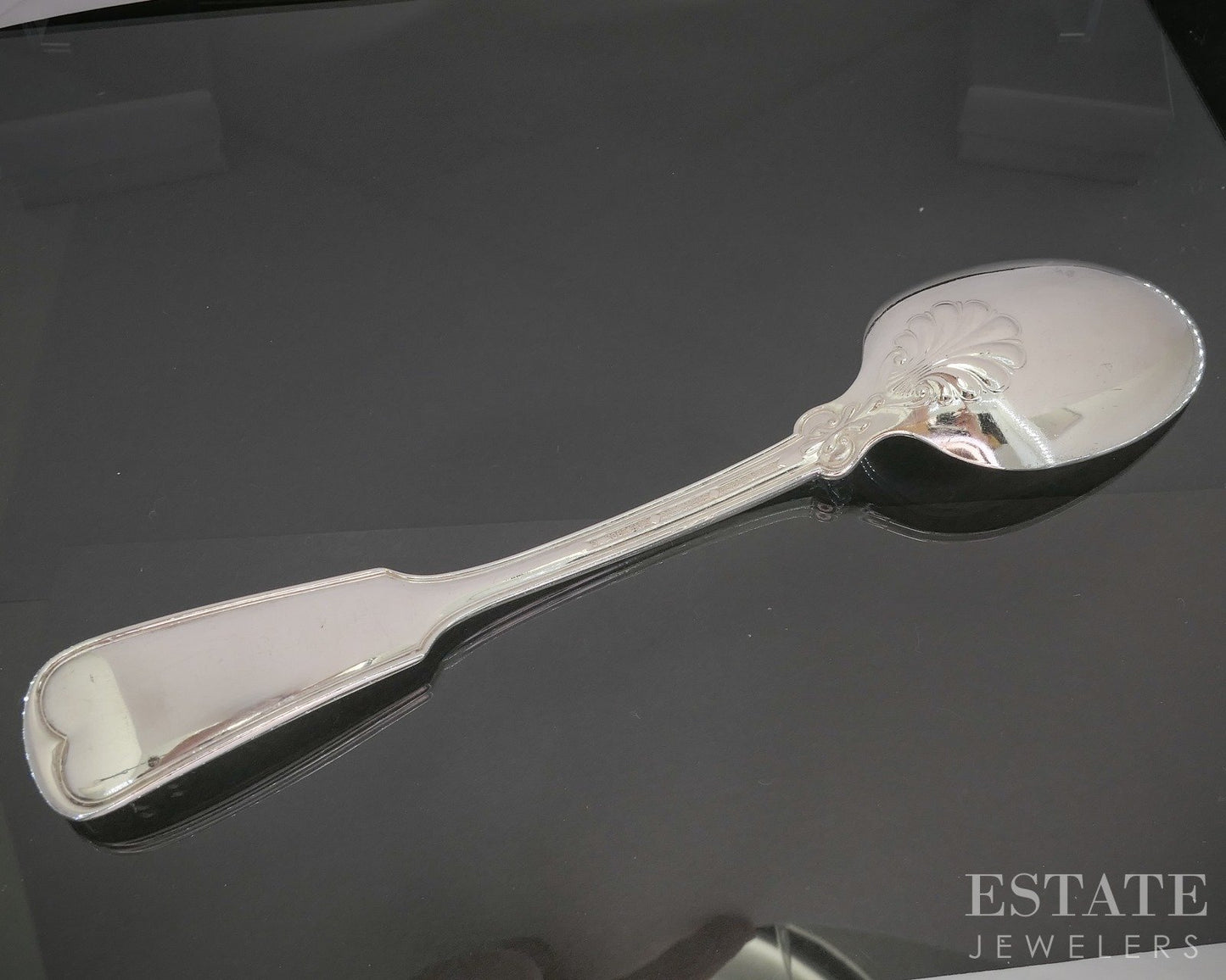 Sterling Silver Tiffany & Co. Shell and Thread 8.5" Serving Spoon 110g p19731