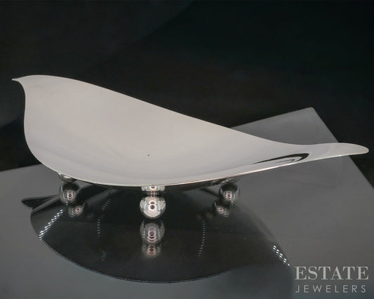 Sterling Tiffany & Co. Makers 23386M 10" Footed Leaf Dish Bowl 288g p19781