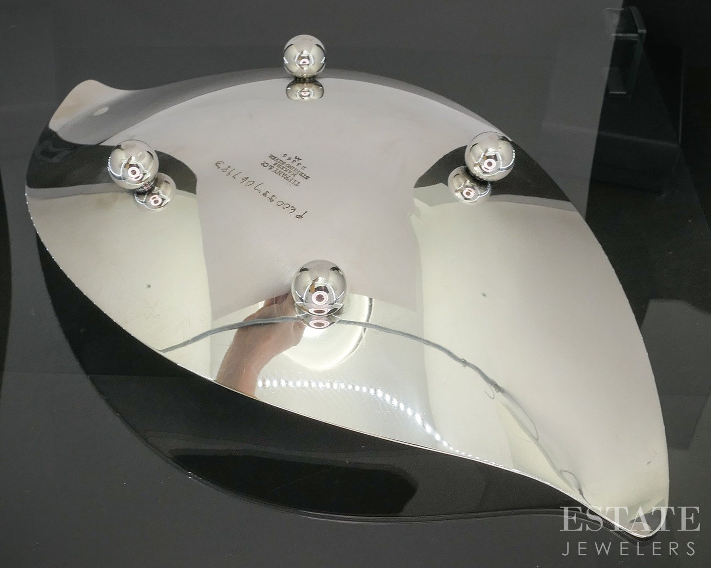 Sterling Tiffany & Co. Makers 23386M 10" Footed Leaf Dish Bowl 288g p19781