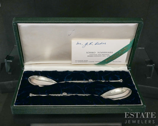 Sterling Silver Miyamoto Shoko Japanese Rice Spoons Box Set 54g p19795