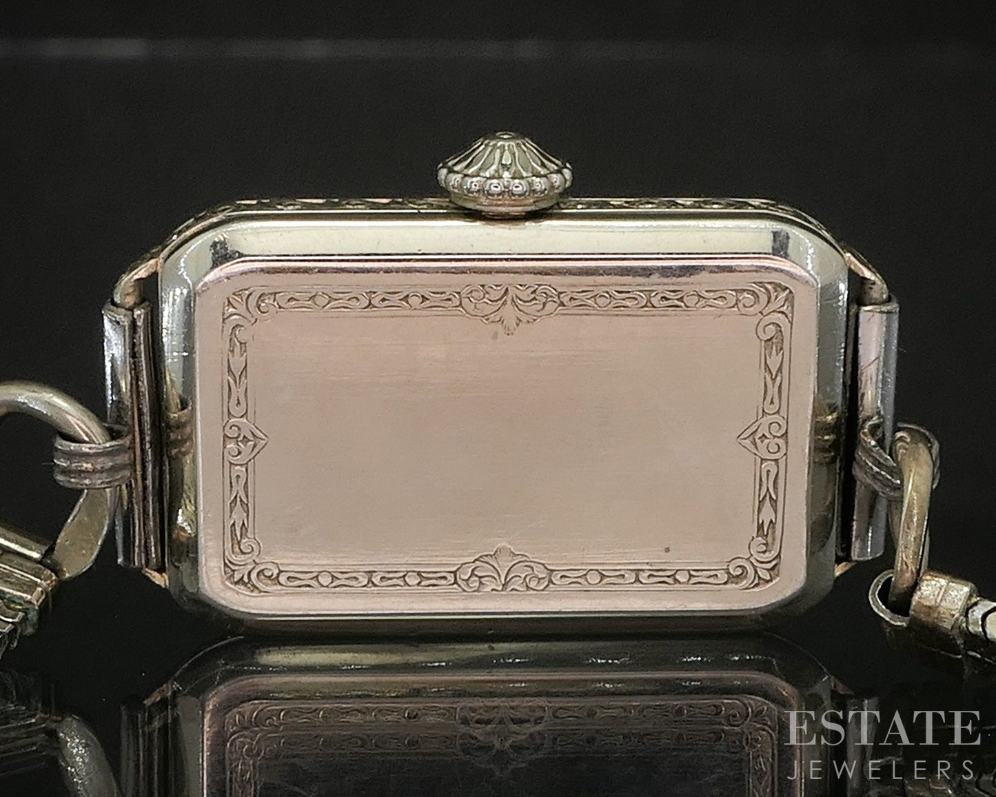 Antique Art Deco 14k White Gold Elgin Enameled Ladies Watch 19.9g p15962
