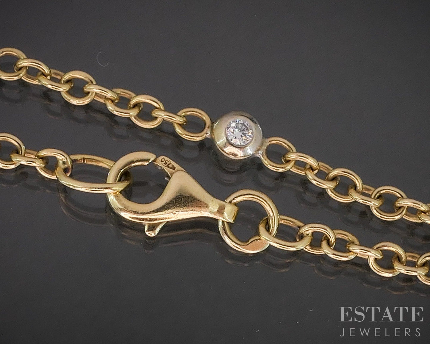 18k Yellow Gold Natural .42ctw Diamond By the Yard Bracelet 4.6g 7"L p15975