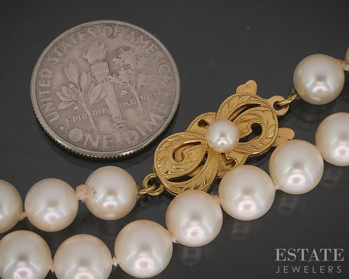 18k Yellow Gold Mikimoto 6.5mm Akoya Pearl Necklace 24.7g 18"L p16105
