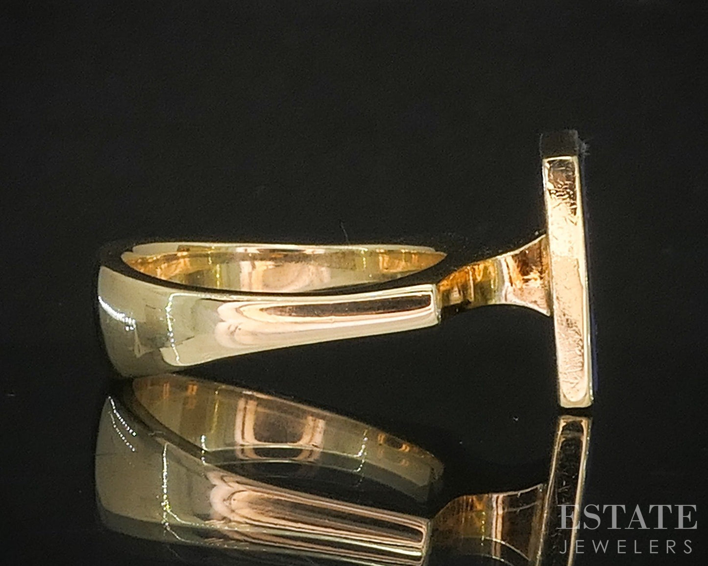 18k Yellow Gold Modernist Natural Lapis Ladies Ring 10.7g p15972