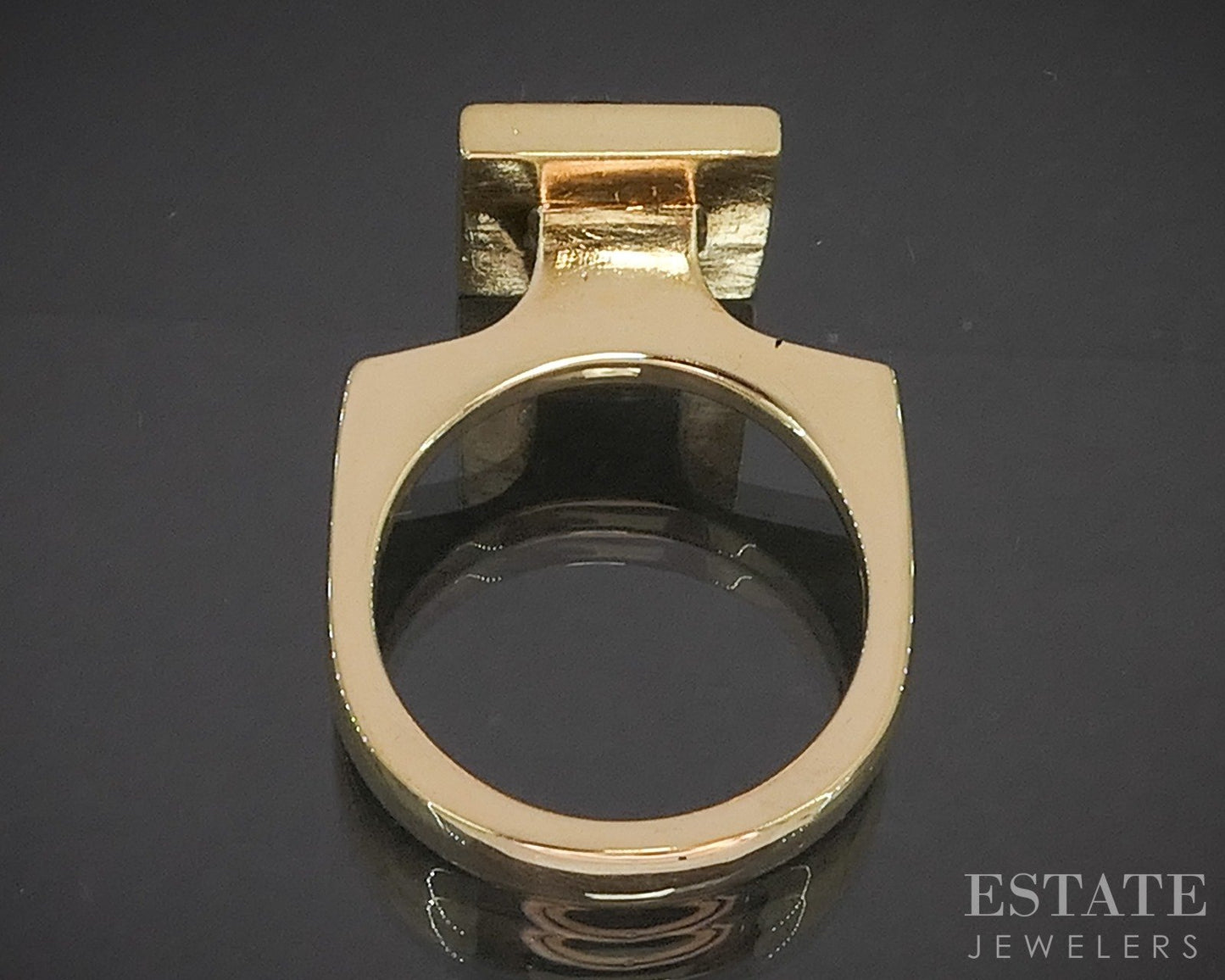 18k Yellow Gold Modernist Natural Lapis Ladies Ring 10.7g p15972