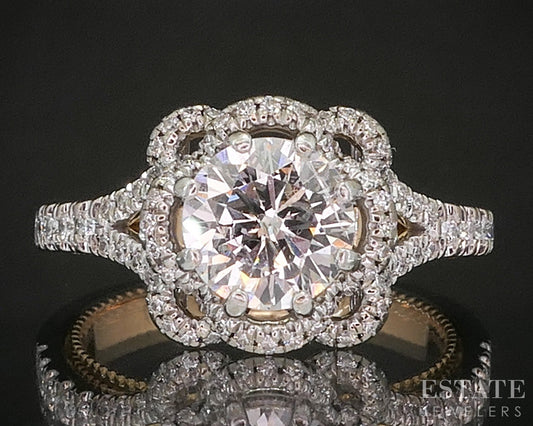 18k Rose & White Gold GIA Natural 1.31ct Diamond Verragio Engagement Ring p16341