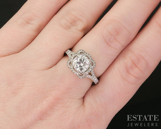 18k Rose & White Gold GIA Natural 1.31ct Diamond Verragio Engagement Ring p16341