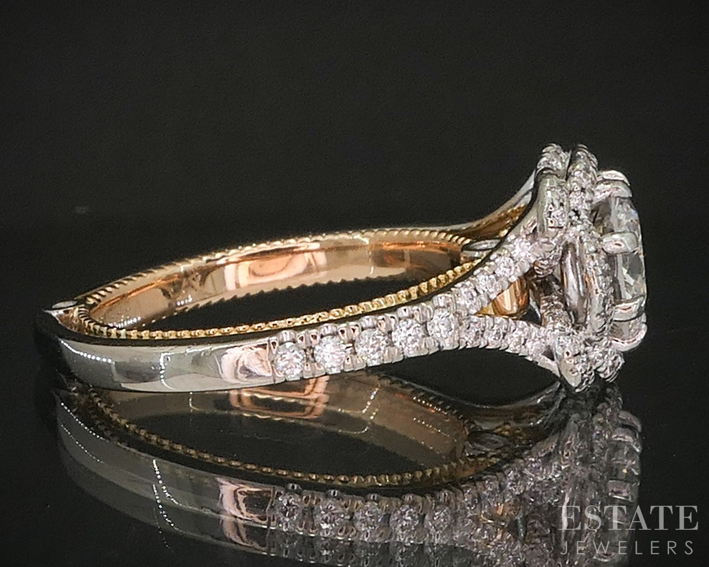 18k Rose & White Gold GIA Natural 1.31ct Diamond Verragio Engagement Ring p16341