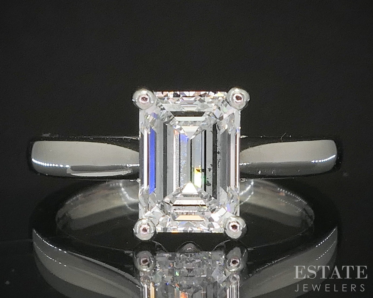 Platinum GIA Emerald Cut Natural 1.70ct Diamond Solitaire Ring 6.9g p84319