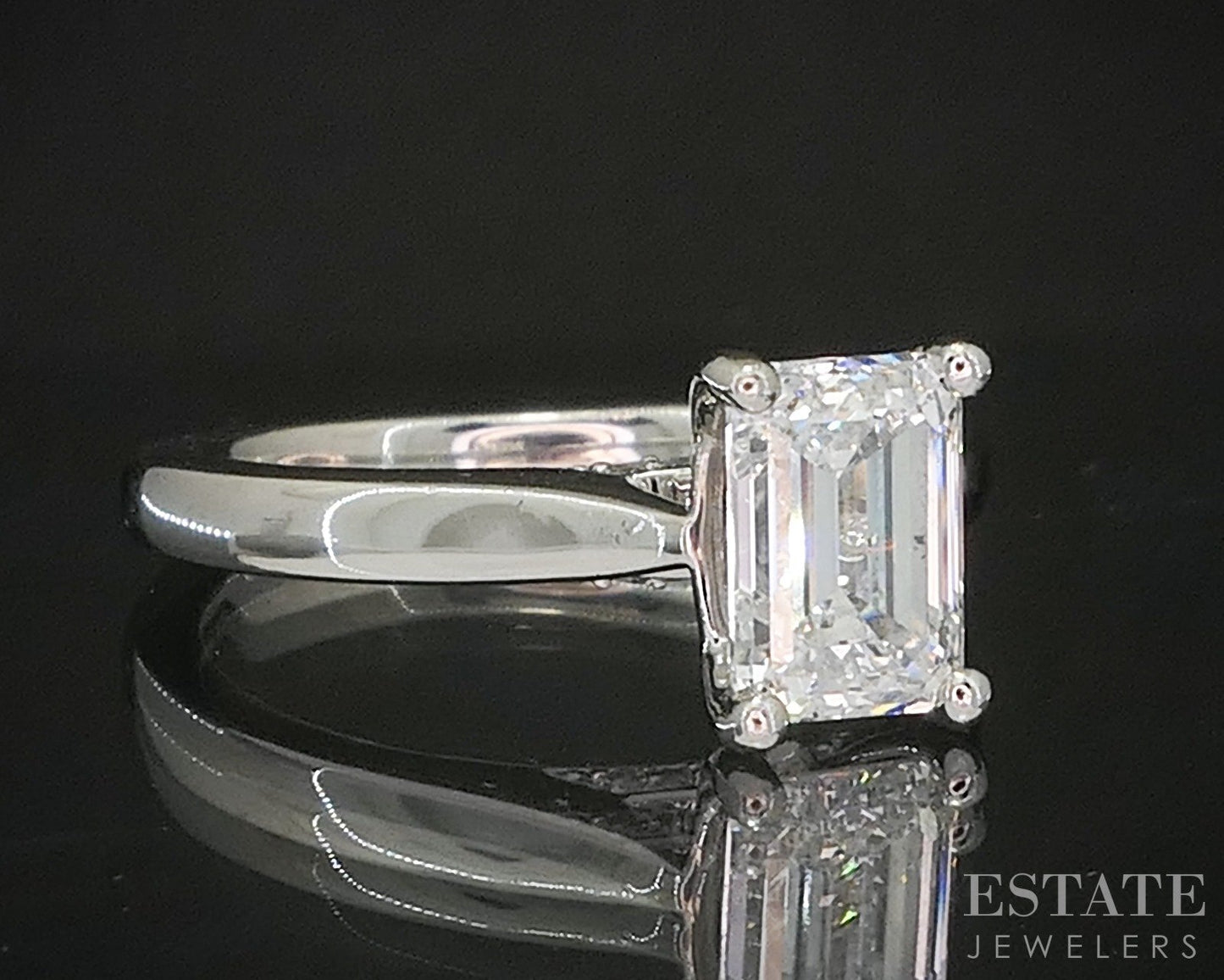 Platinum GIA Emerald Cut Natural 1.70ct Diamond Solitaire Ring 6.9g p84319