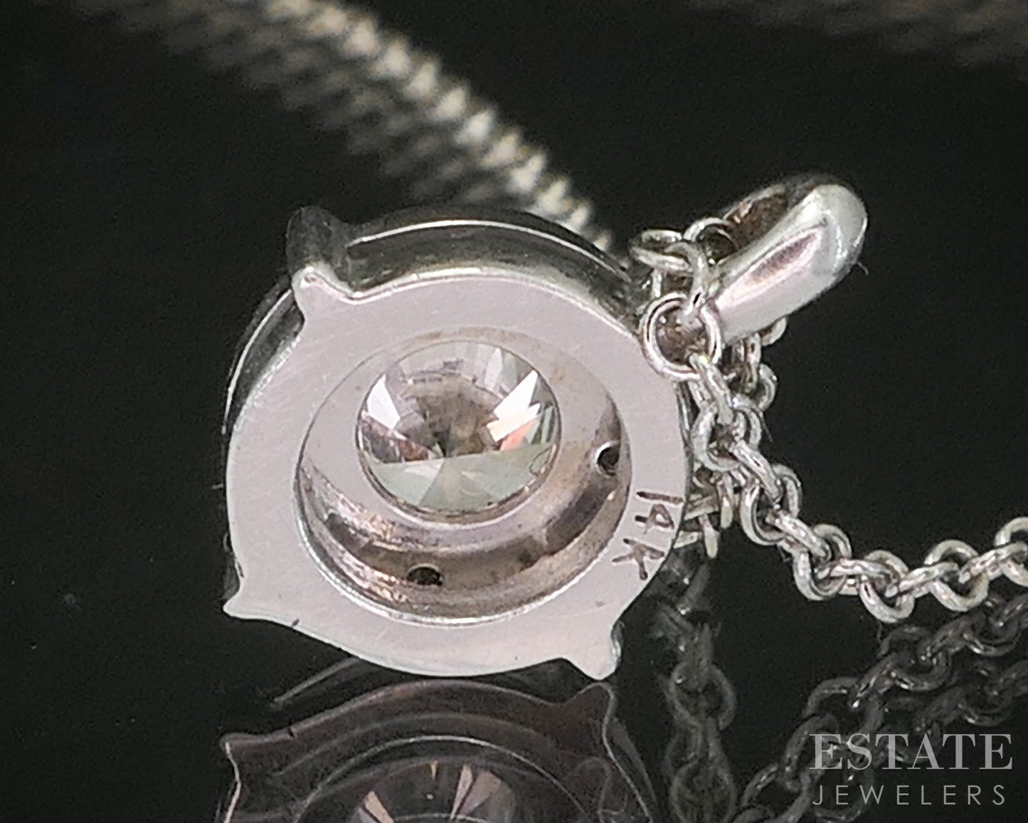 Vintage 14k White Gold Round Natural .40ctw Diamond Necklace 2.3g 15.5"L p16290