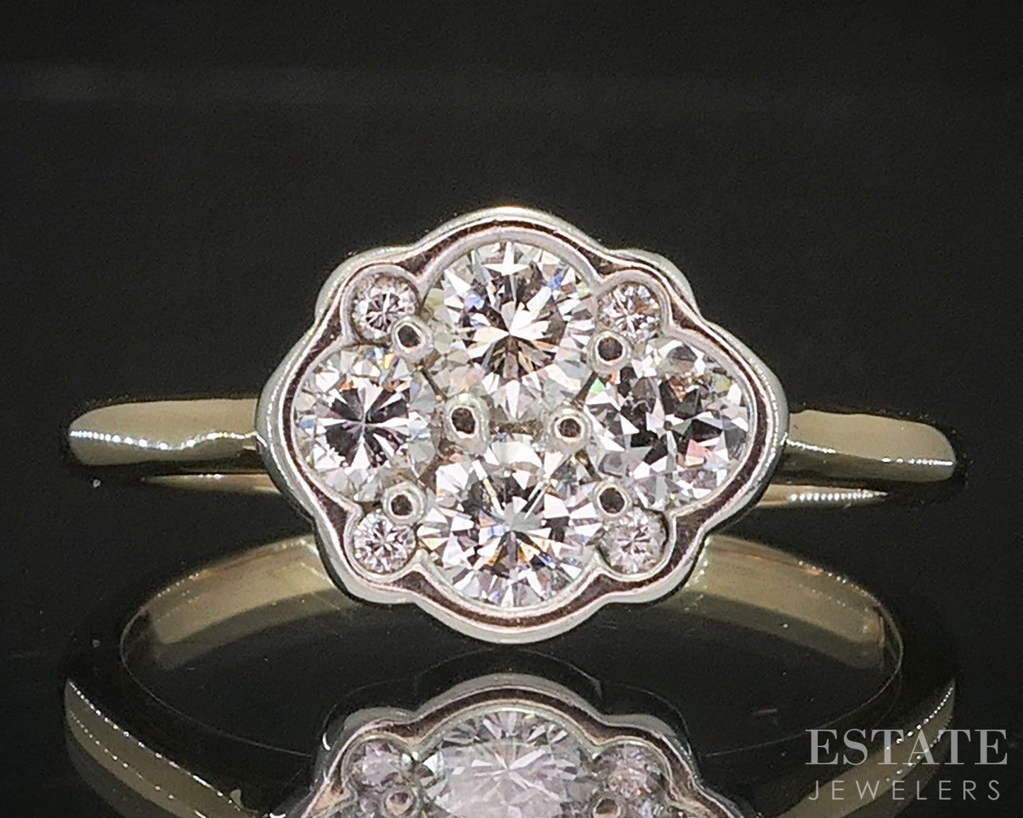 14k Yellow & White Gold Natural .30ctw Diamond Cluster Ring 3.2g p16623