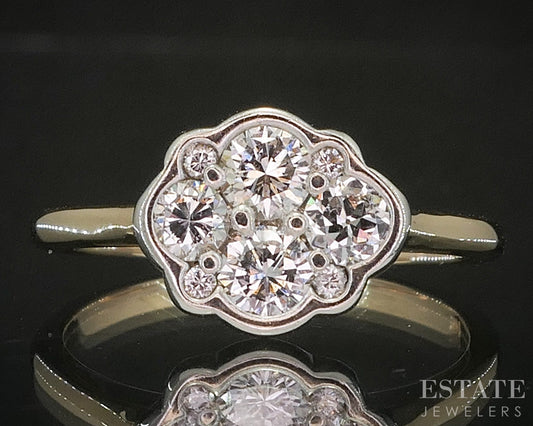 14k Yellow & White Gold Natural .30ctw Diamond Cluster Ring 3.2g p16623
