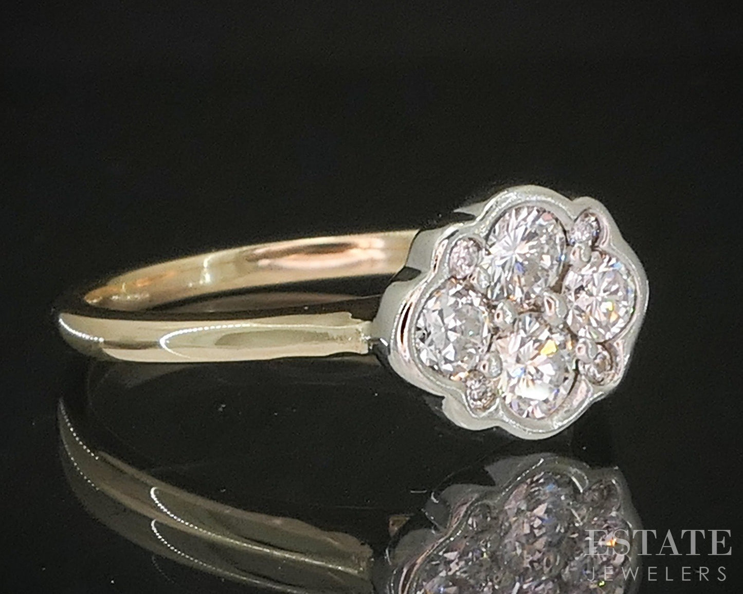 14k Yellow & White Gold Natural .30ctw Diamond Cluster Ring 3.2g p16623