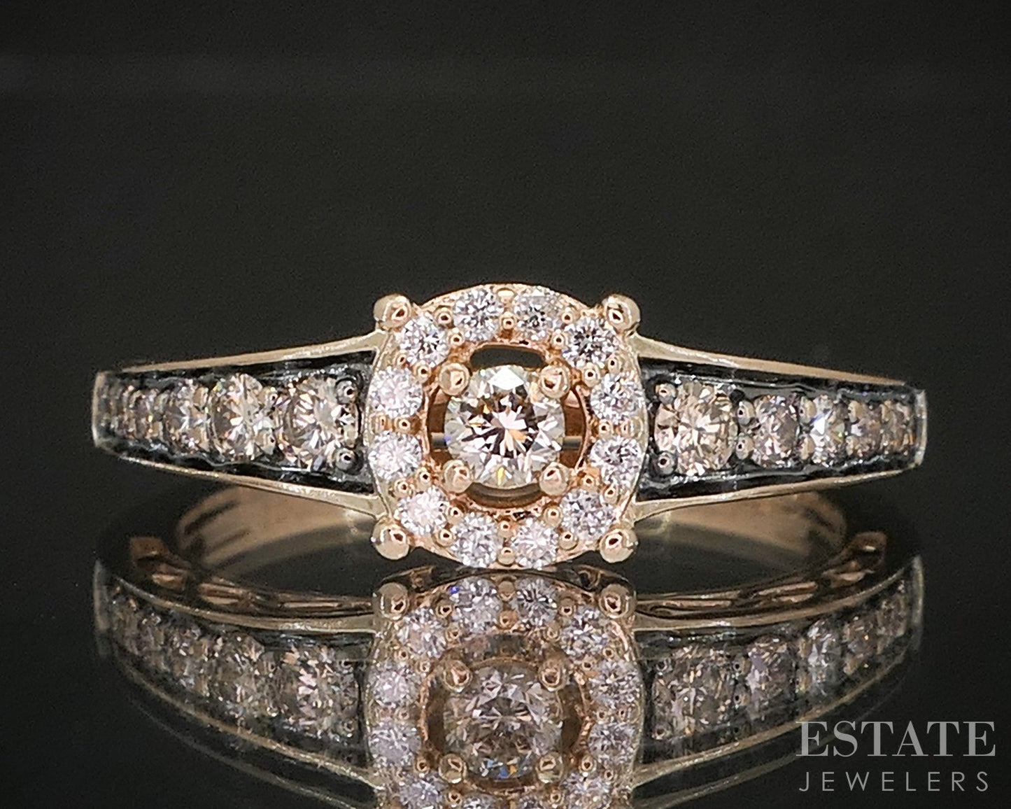 14k Strawberry Gold LeVian Natural .47ctw Diamond Engagement Ring 3.1g p16490