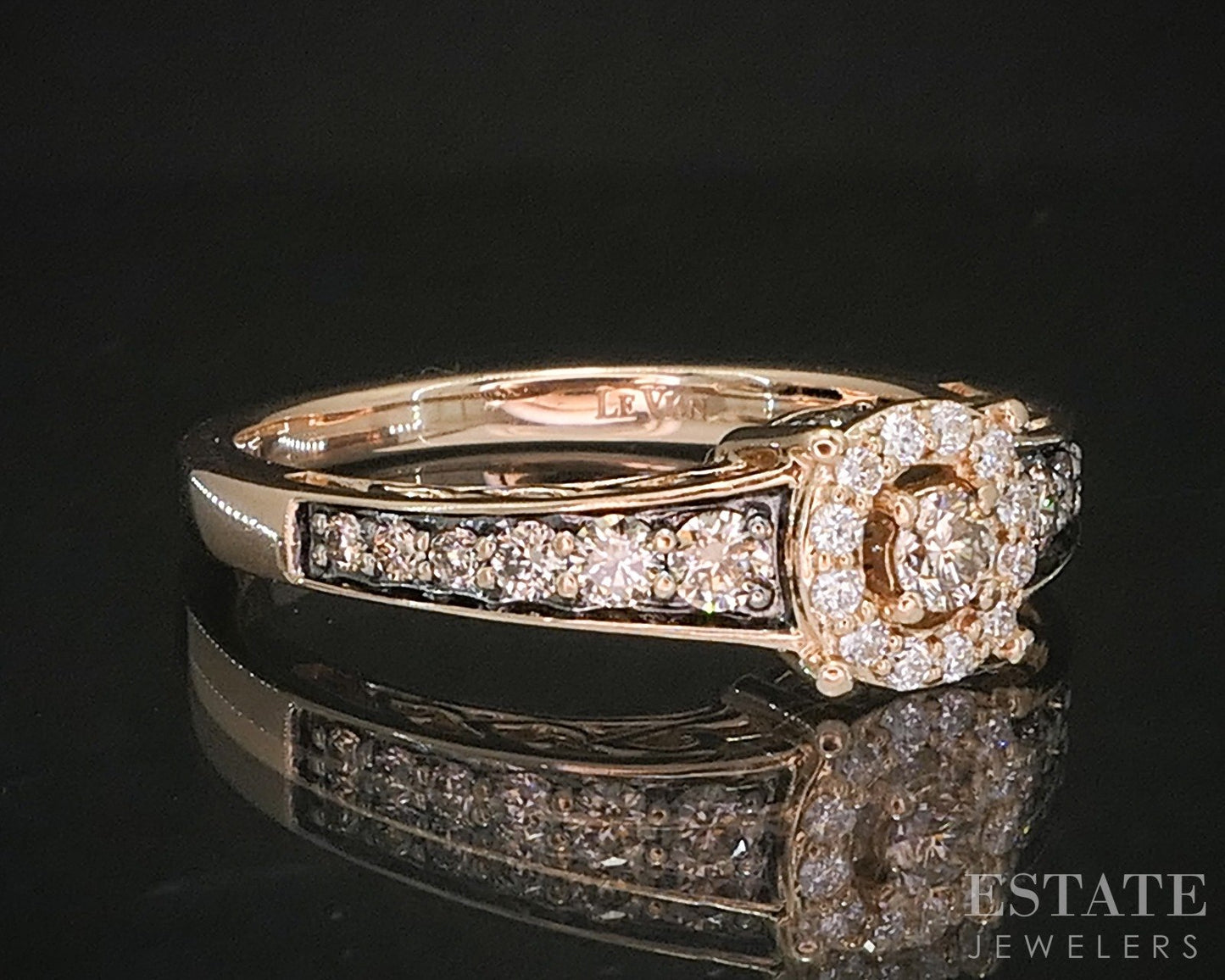 14k Strawberry Gold LeVian Natural .47ctw Diamond Engagement Ring 3.1g p16490