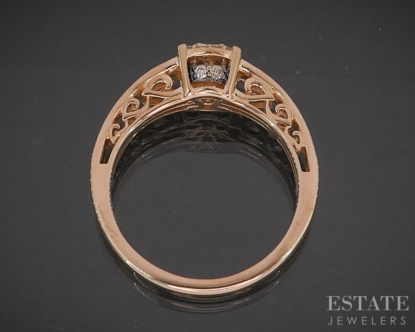 14k Strawberry Gold LeVian Natural .47ctw Diamond Engagement Ring 3.1g p16490
