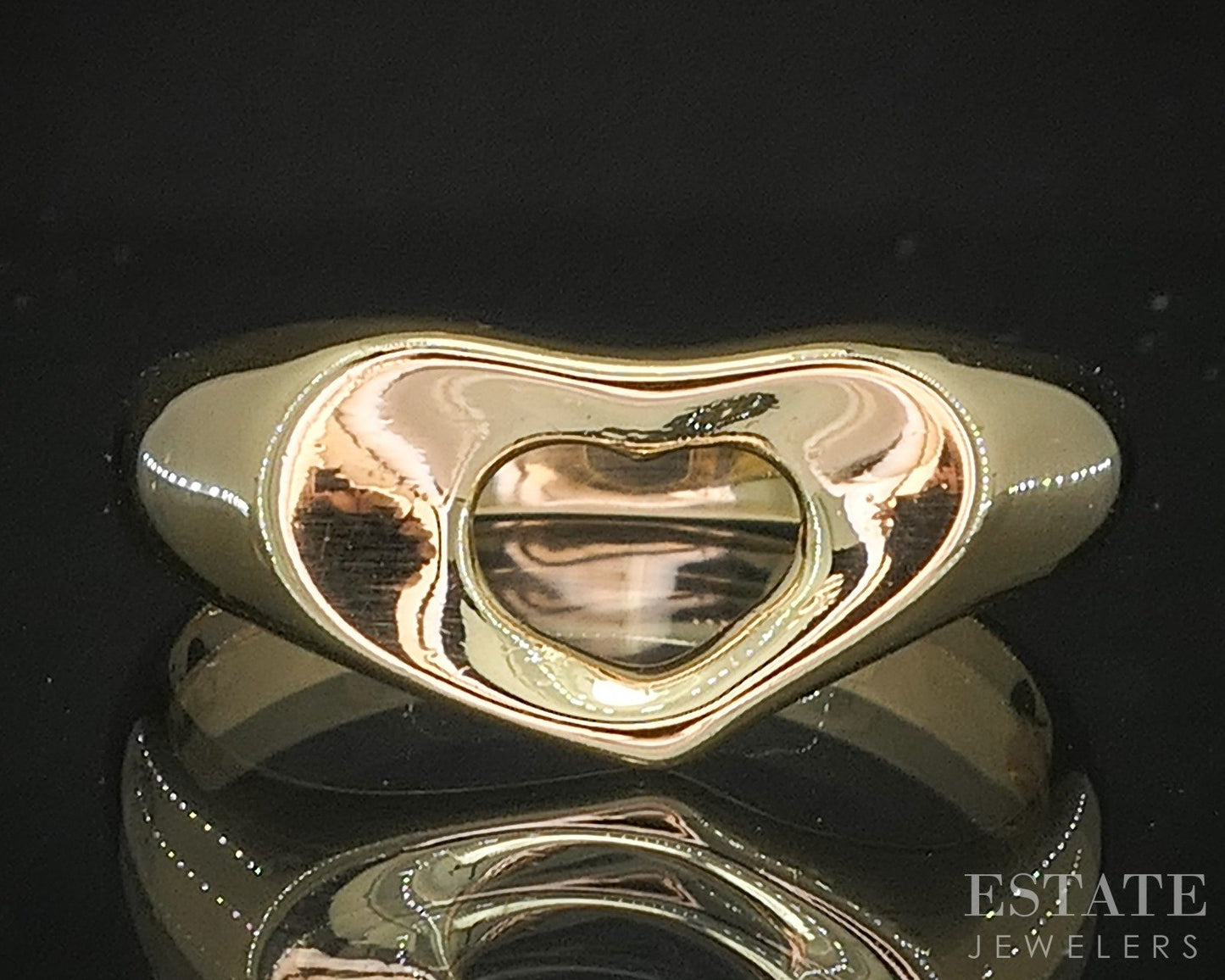 18k Yellow Gold Elsa Peretti Tiffany & Co. Open Heart Ladies Ring 3.7g p16955